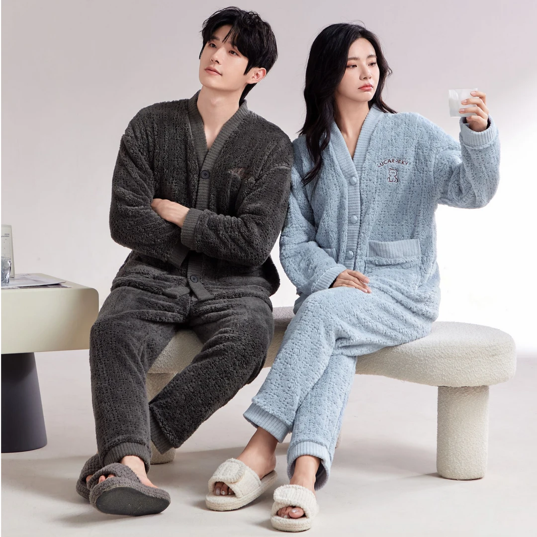 情侣款秋冬加绒保暖自发热润肤家居服