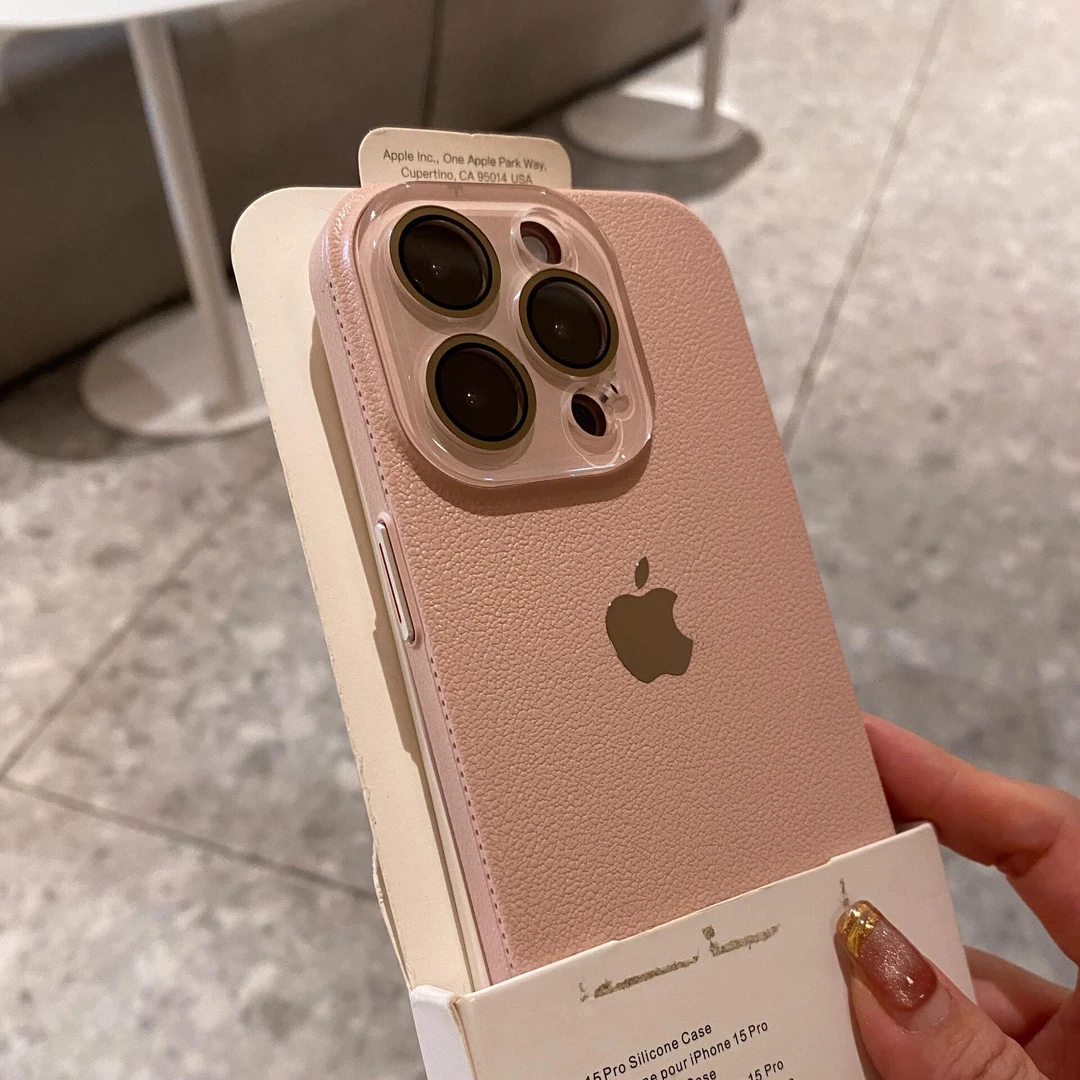 荔枝皮纹苹果16promax手机壳iPhone15水晶镜头膜14小众13套PM适用