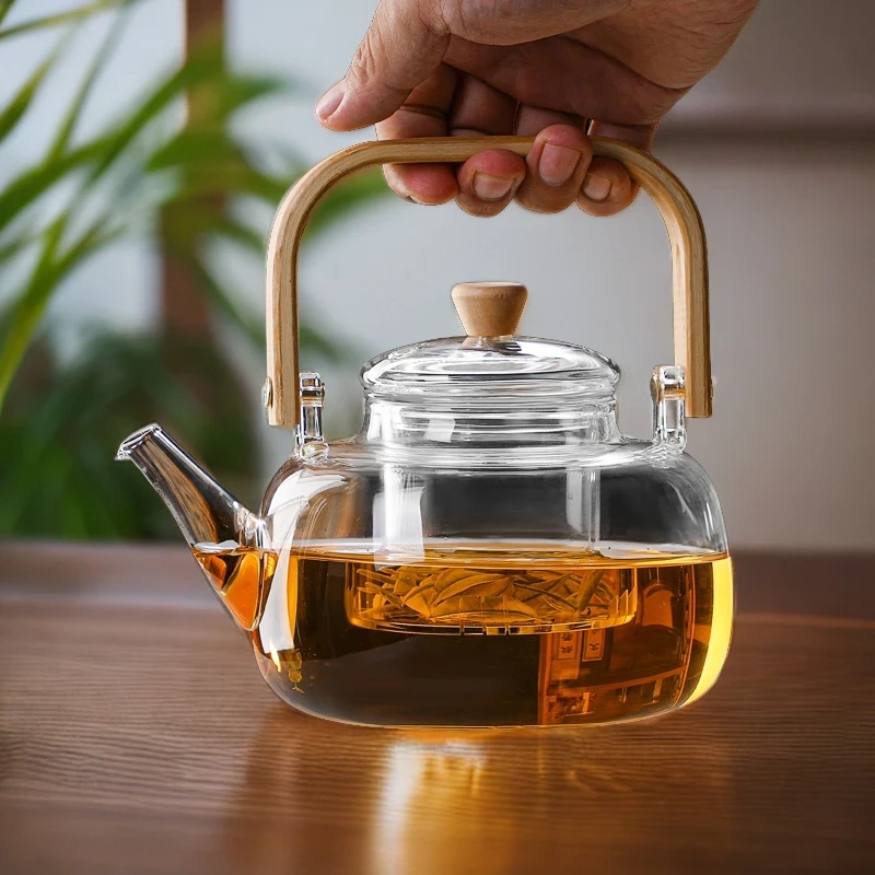 围炉煮茶壶玻璃提梁壶加厚耐热家用喝茶功夫茶具透明可烧水日式
