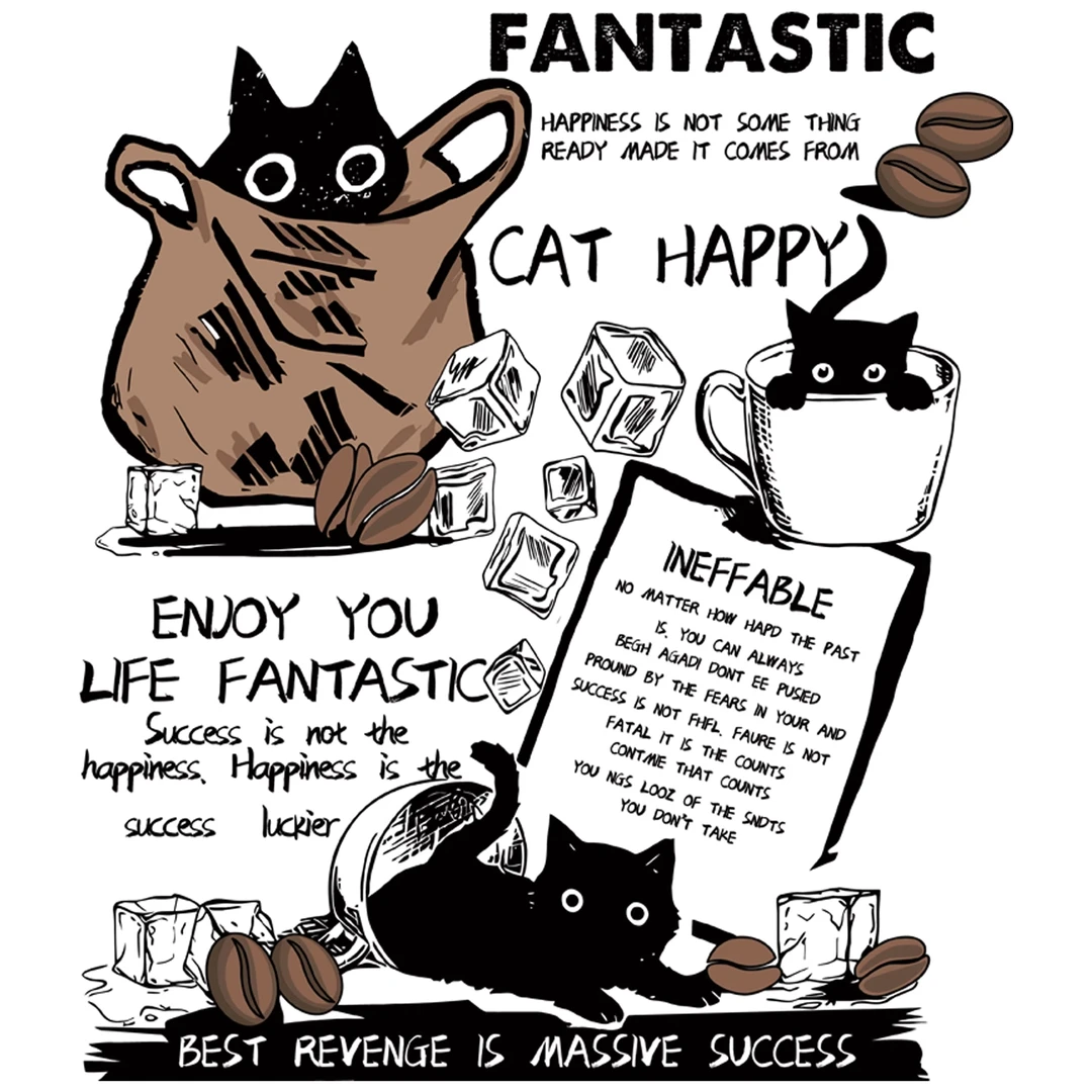 袋子黑猫白墨烫画，满20包邮