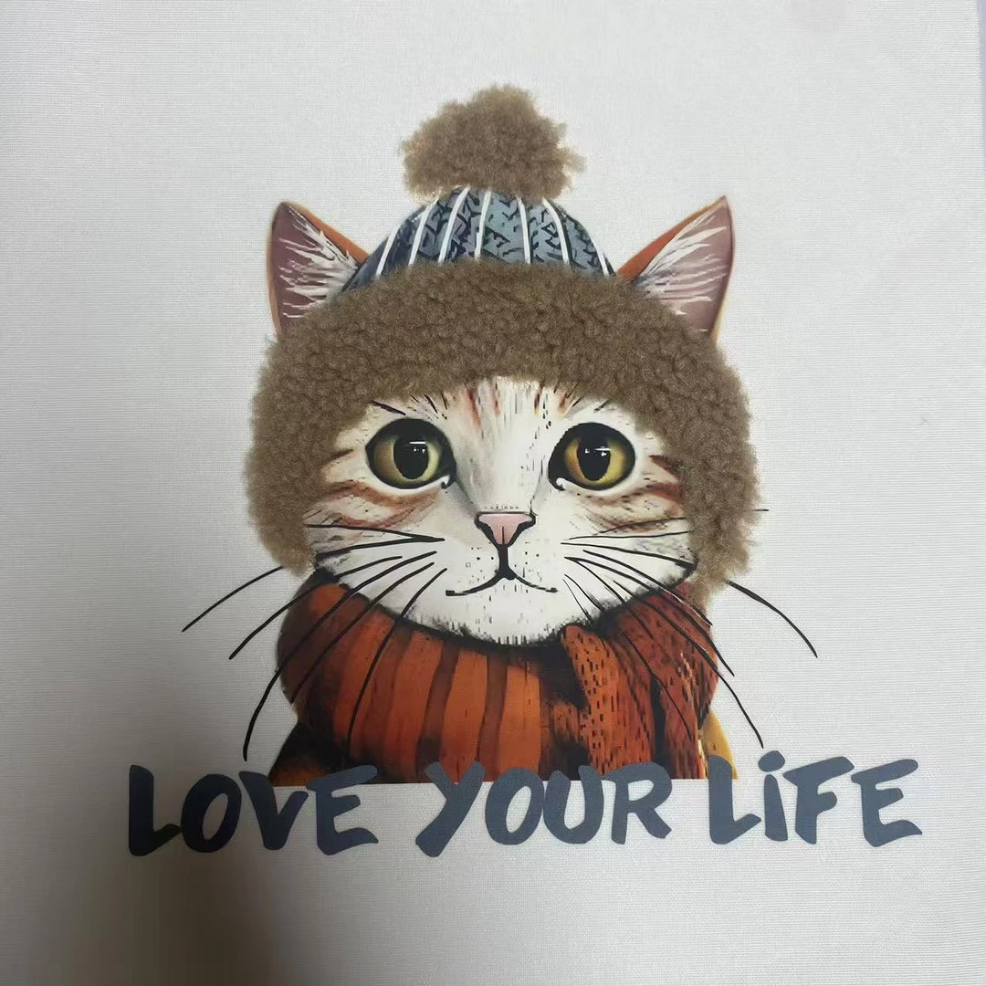 蓝色字母猫立体烫画，不包邮