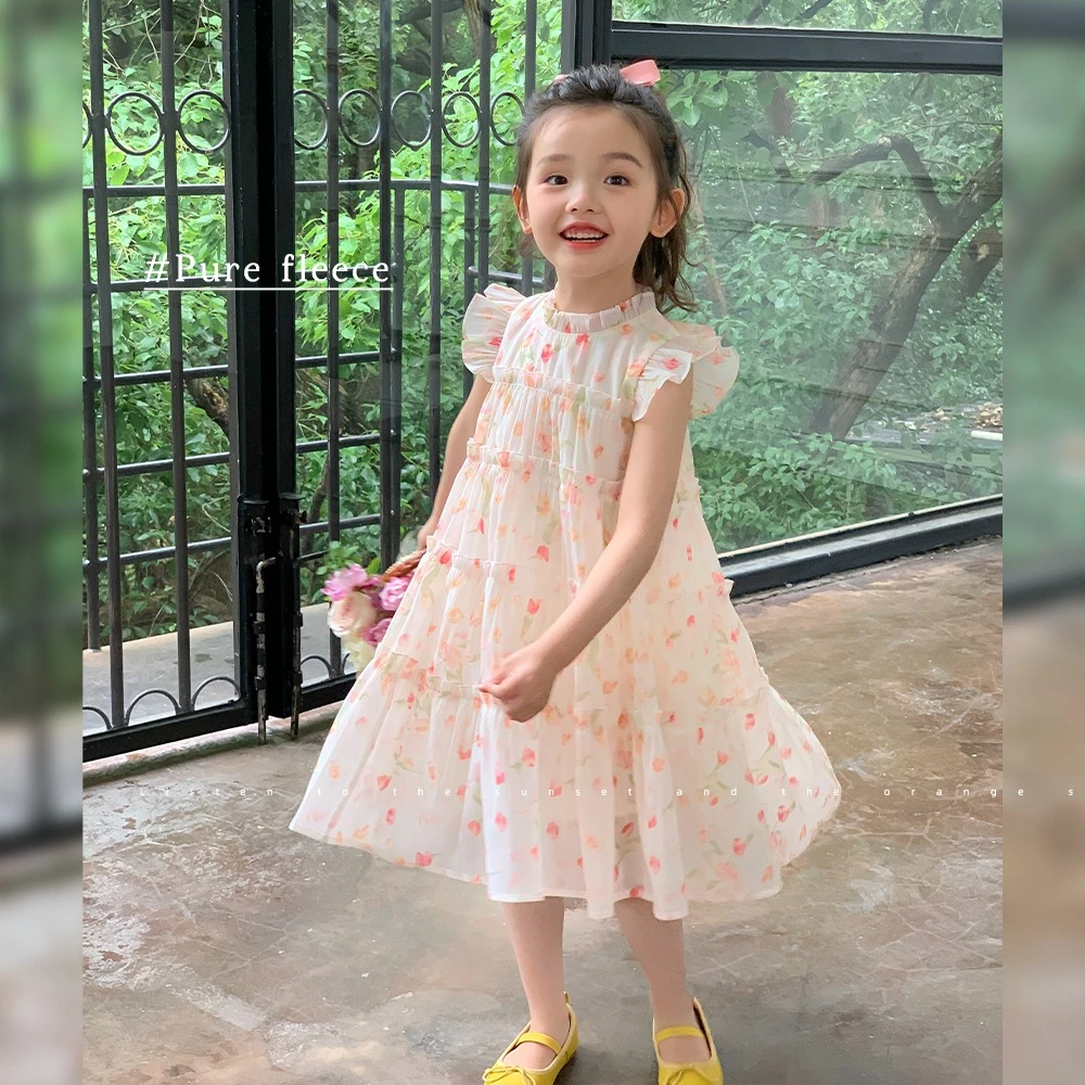 女童连衣裙2023夏装新款碎花裙宝宝蓬蓬裙公主裙仙女裙儿童蛋糕裙