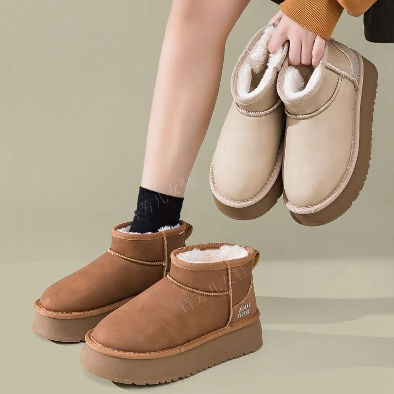 雪地棉冬季保暖防滑户外休闲真皮时尚百搭校园风雪地靴