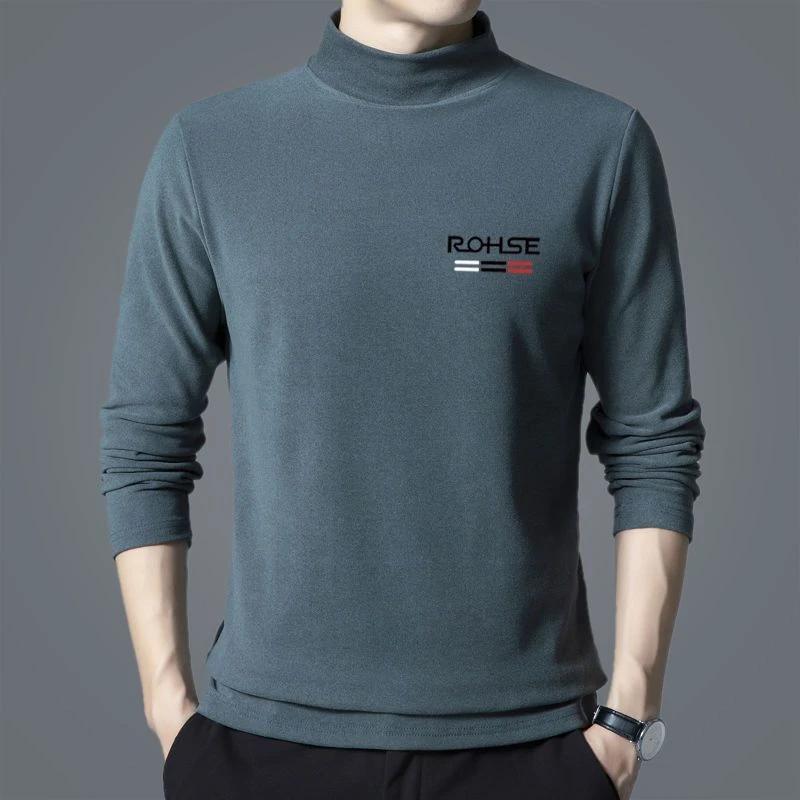 秋冬季双面加绒德绒长袖秋冬男士高领保暖加厚卫衣针织打底百搭