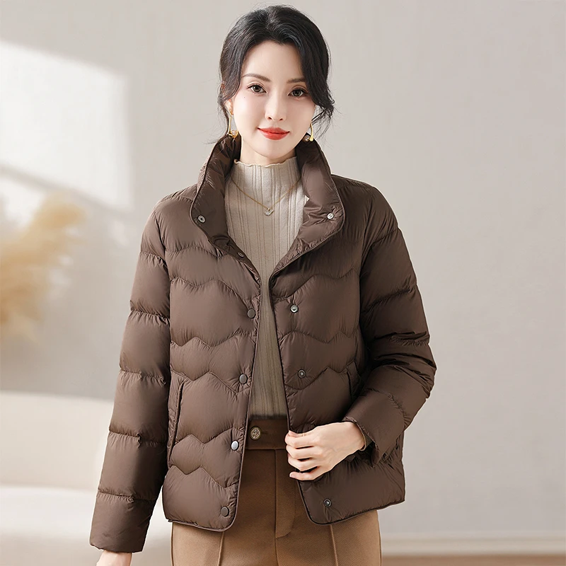 风之韵女款短款羽绒服百搭轻薄立领时尚90白鸭绒F80912