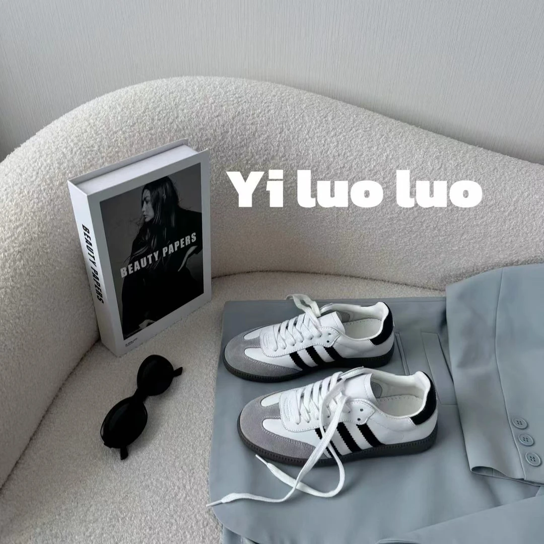 头层牛皮德训鞋百搭经典休闲系带软底女鞋平替好物01