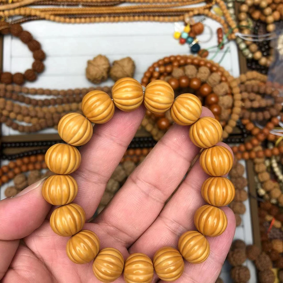 瓜珠猴头核桃手串男14mm精工雕刻矮桩南瓜珠佛珠手串