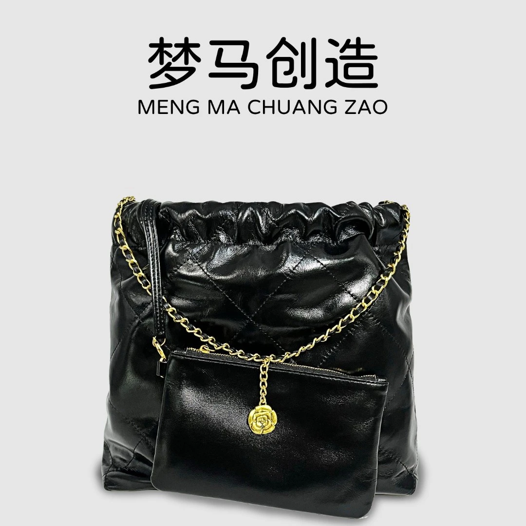 梦马女包  斜跨时尚头层牛皮托特菱格包腋下水桶包油蜡性感单肩包