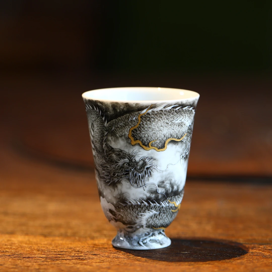 【禾风晓月】墨彩喷火龙闻香杯