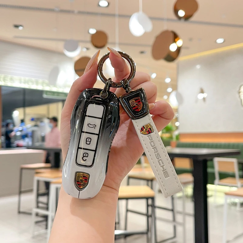适用于保时捷Panamera帕拉梅拉卡宴包Macan车钥匙套718Taycan壳扣
