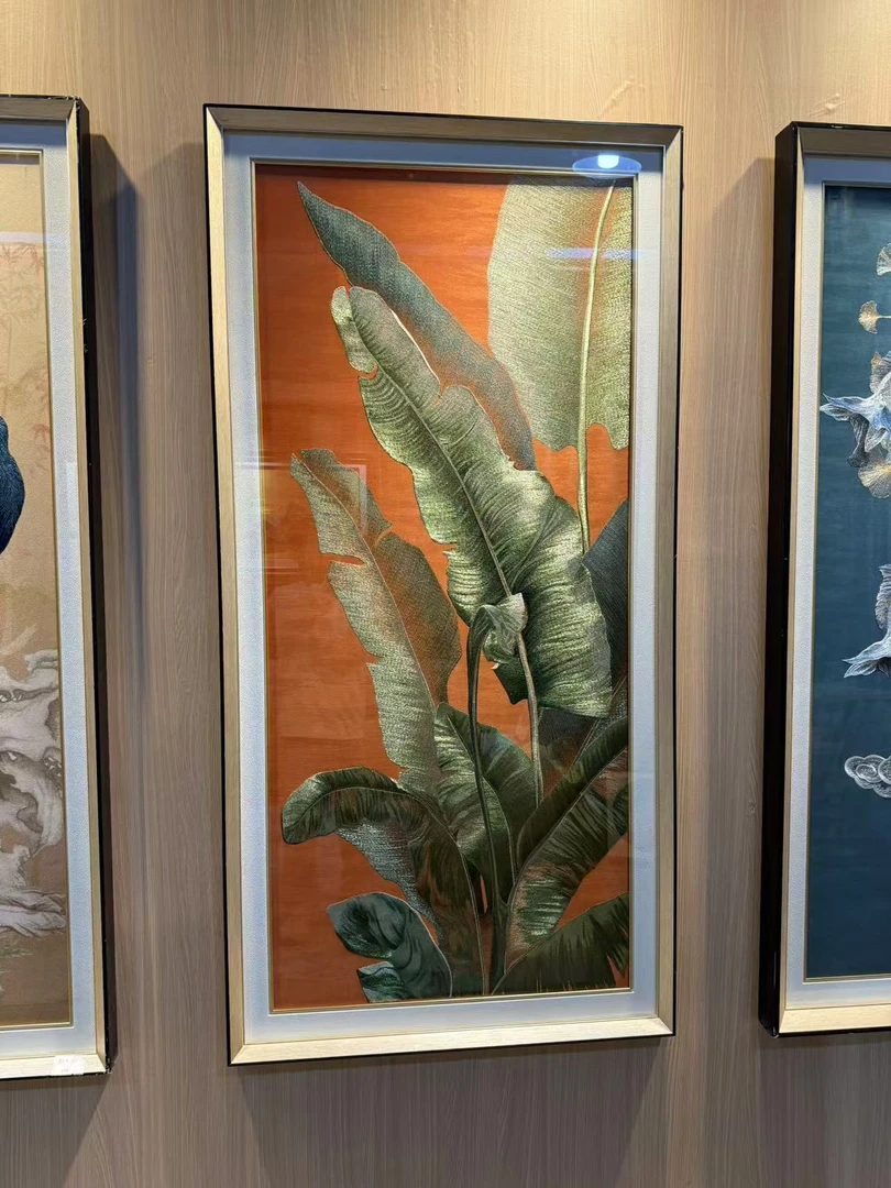 家大业大H16刺绣高定中式客厅装饰画背景墙立体光泽度挂画80160