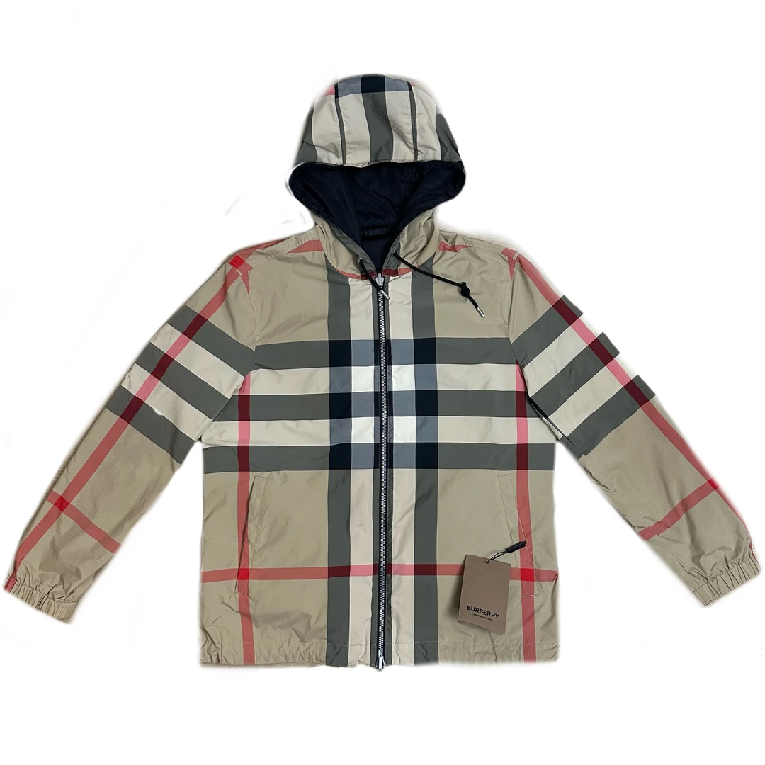 99新 BURBERRY/博柏利 burberry格纹双面穿尼龙冲锋衣外套xl码