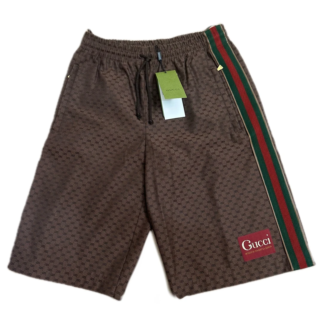 全新未使用 GUCCI/古驰 gucci棕色老花双G标满印短裤s码