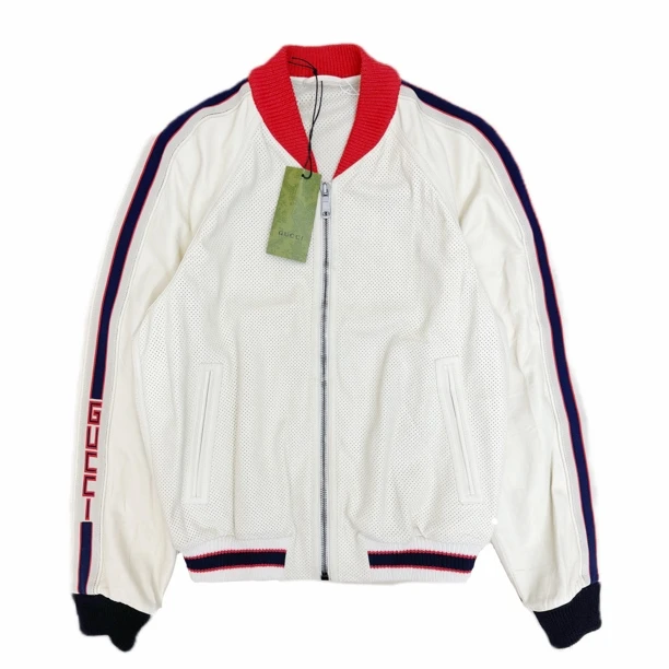 99新 GUCCI/古驰 gucci白色皮质网眼棒球服后背双G48码