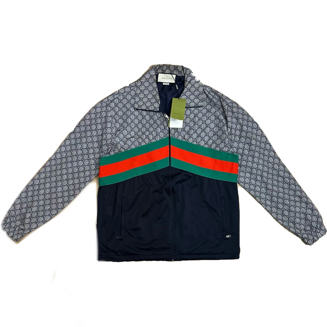 99新 GUCCI/古驰 gucci老花满印红绿织带拼接外套m码准新成色