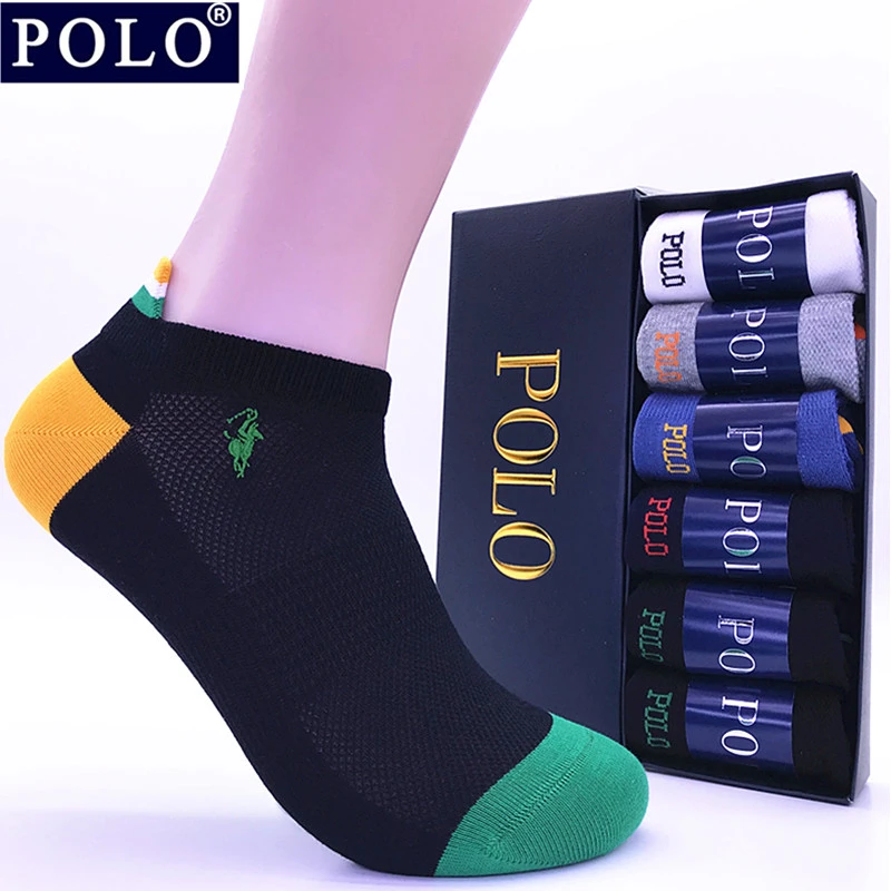 POLO男袜春夏季男棉袜防臭吸汗网眼透气薄款浅口船袜运动休闲短袜