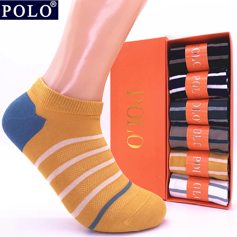 POLO袜子夏季薄款条纹浅口船袜网眼防臭低帮短袜无骨运动女棉袜潮