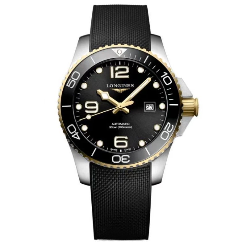 99新 Longines/浪琴 未使用康卡斯潜水表间金胶带款机械男表