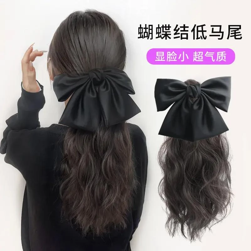 适合短发头饰女低马尾女高级感长发鲨鱼夹蝴蝶结假发抓夹后脑勺扎