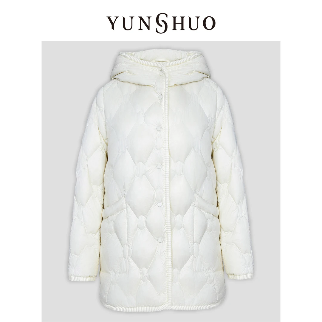 YUNSHUO允硕冬季新品时尚百搭连帽气质休闲90白鸭绒羽绒服816115