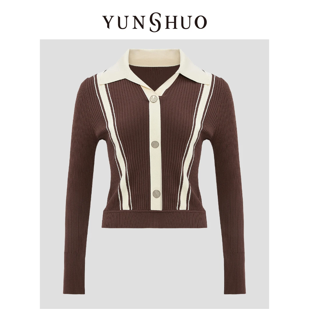 YUNSHUO允硕秋季新品时尚百搭条纹修身简约气质套头毛衫739482