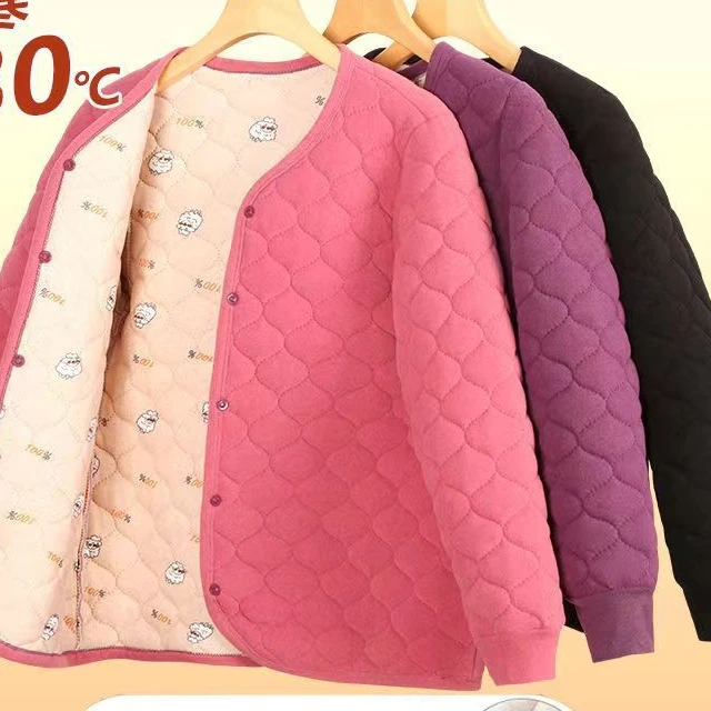 秋冬新款德绒棉袄加绒中老年棉服内胆保暖加厚妈妈女装外套打底