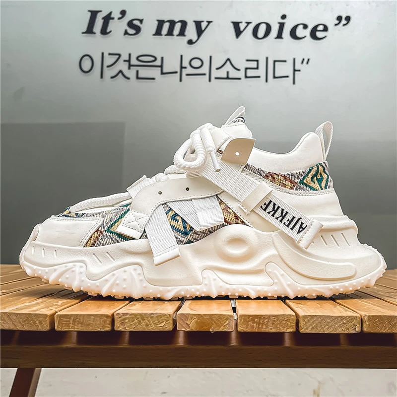 男士春夏小众时尚运动鞋跑步鞋爆米花休闲板鞋男鞋厚底增高老爹鞋