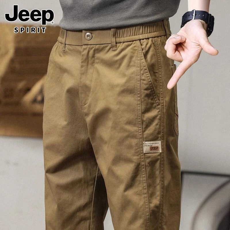 吉普Jeepspirit休闲裤男士春秋季新款舒适宽松束脚潮流运动工装裤