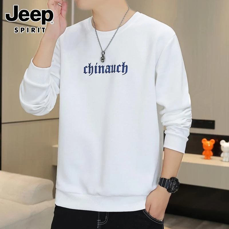 吉普Jeepspirit卫衣男冬季新款潮牌宽松圆领百搭春秋长袖内搭衣男