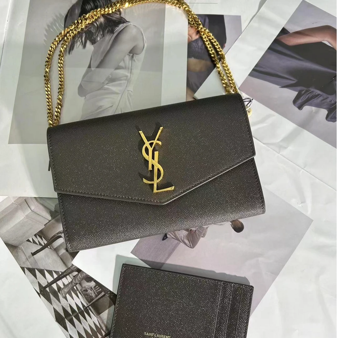 95新 YSL/圣罗兰  ysl二合一锡器灰链条包1816