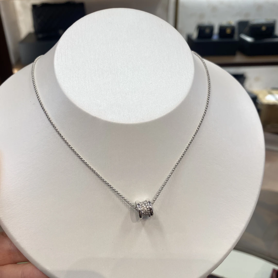 95新 BVLGARI/宝格丽 bvlgari 宝格丽白金满钻小蛮腰项链