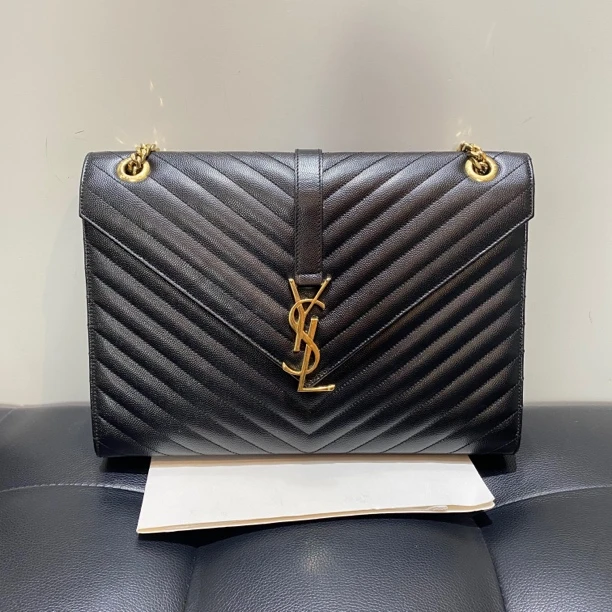 95新 YSL/圣罗兰 ysl圣罗兰黑金邮差大号链条包/1348