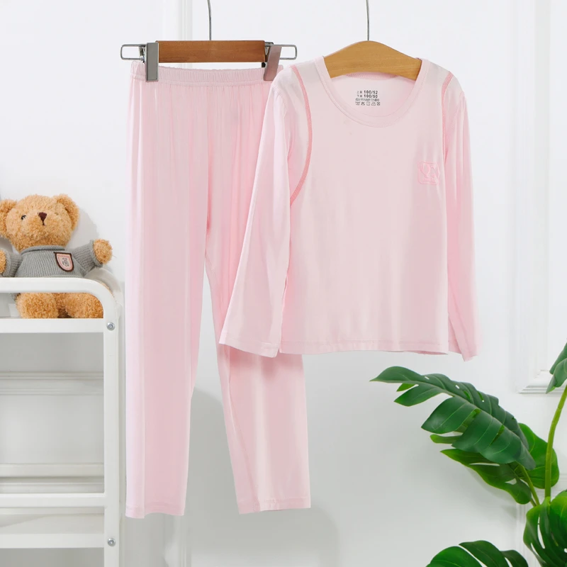 儿童睡衣套装莫代尔家居空调服中大童夏季薄款长袖冰丝睡衣