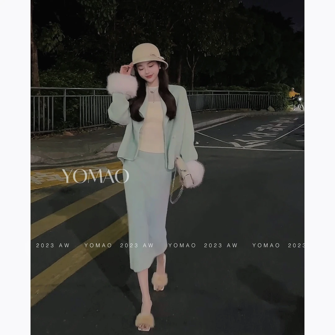 【尤猫】【外套、半身裙】慵懒风纯色中长款显瘦开衫休闲针织-Y8561