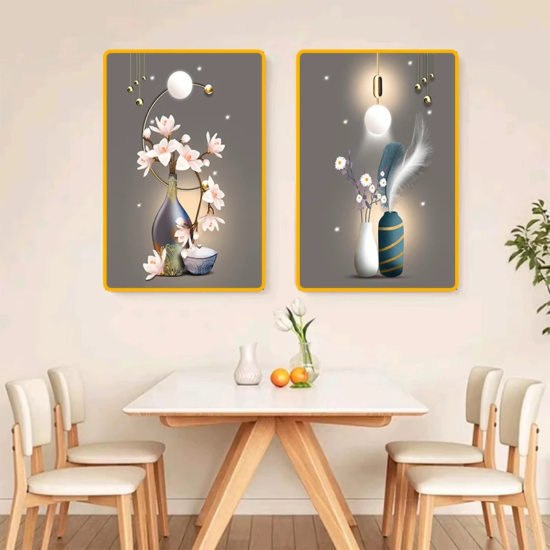 L03花瓶双联客厅背景墙挂画玄关装饰画餐厅装饰画