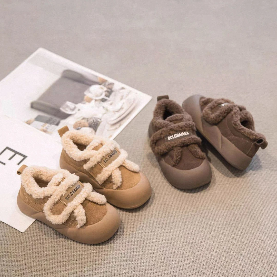 厂家直销冬季女童棉鞋2024新款时尚软底儿童毛毛鞋宝宝女孩加绒鞋