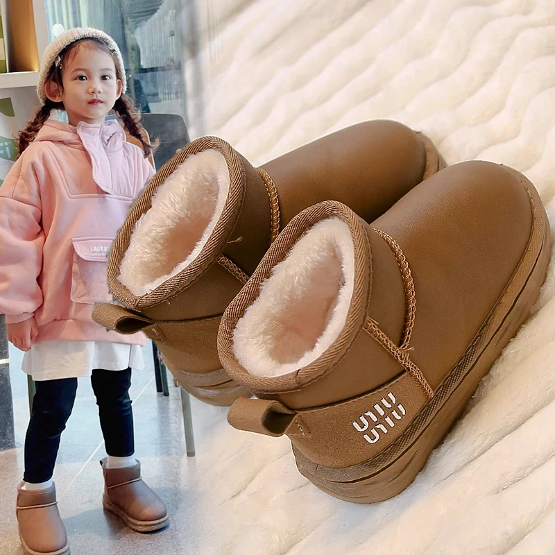 女童加绒冬季韩版新款棉靴子宝宝保暖软底男童雪地靴加厚经典棉鞋