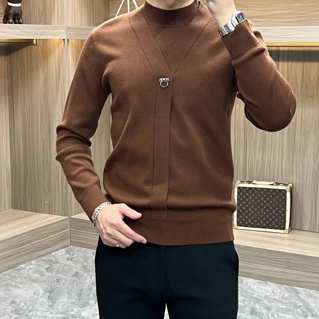 秋冬男士时尚毛衫上衣百搭休闲男装潮流长袖毛衣修身针织衫29010