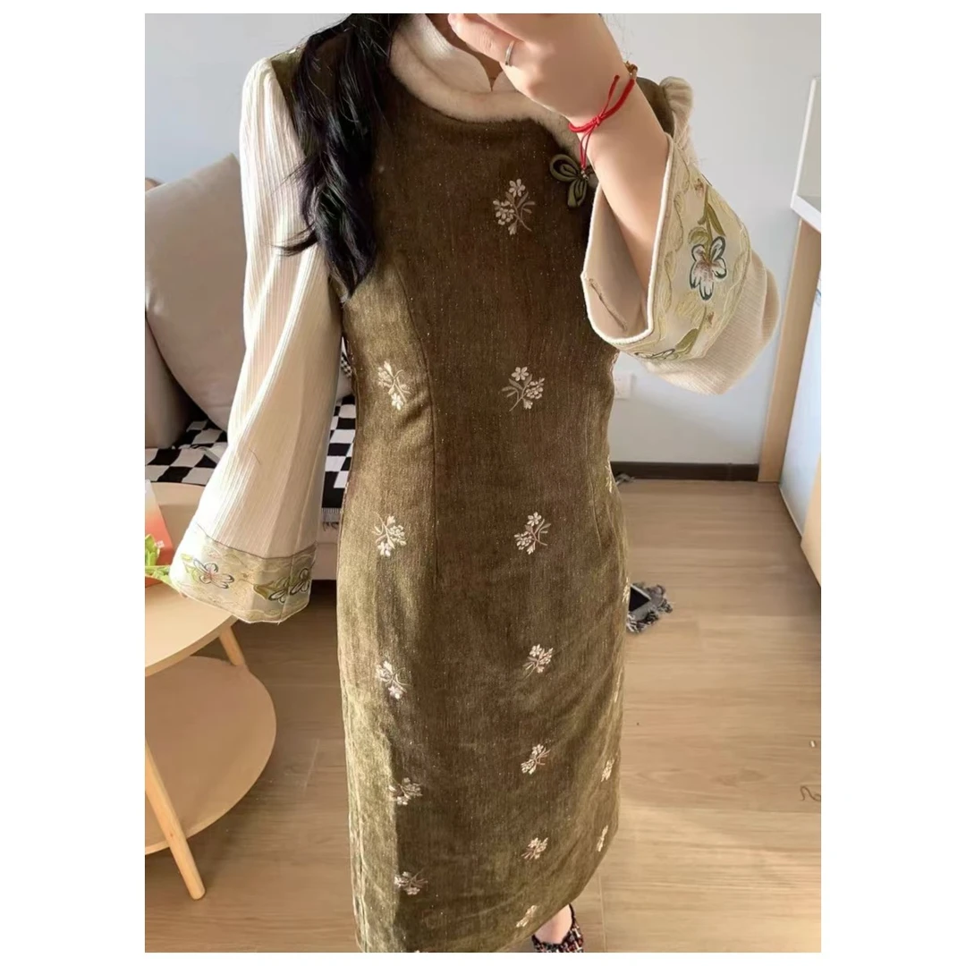 【故里逢春】新中式国风气质温柔改良旗袍女秋冬复古长袖连衣裙女