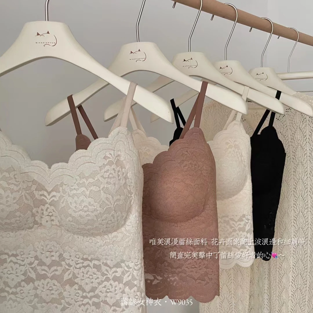 新款性感蕾丝美背固定杯免穿文胸柔软舒适内搭外穿吊带背心内衣女