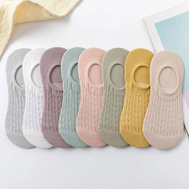 【袜子十元7双】女春秋浅口隐形棉袜薄款洞洞袜网眼船袜简约袜