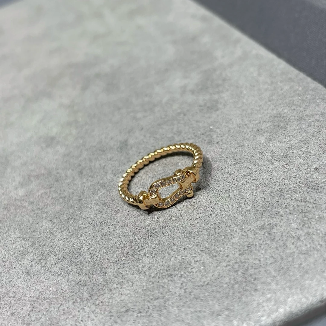 铜合金合成锆石戒指 马蹄戒指 006