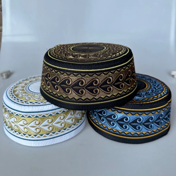 回族夏季雕孔男帽绣花工艺透气男士帽圆顶帽子中老年人高档