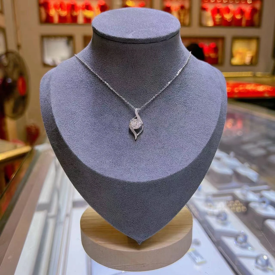 链子925银 旺莱 788 微镶莫桑水滴一克拉小排链S856332065