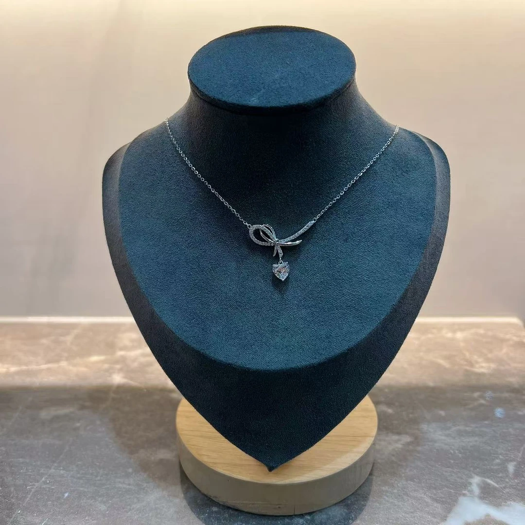 坠链均925银 旺莱 875 爱心闪锆蝴蝶结小排链X85933906 凤选