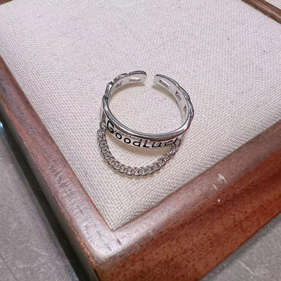 925银戒指 旺莱 833 好运圈圈流苏牛仔链戒指J82071906 凤梨严选