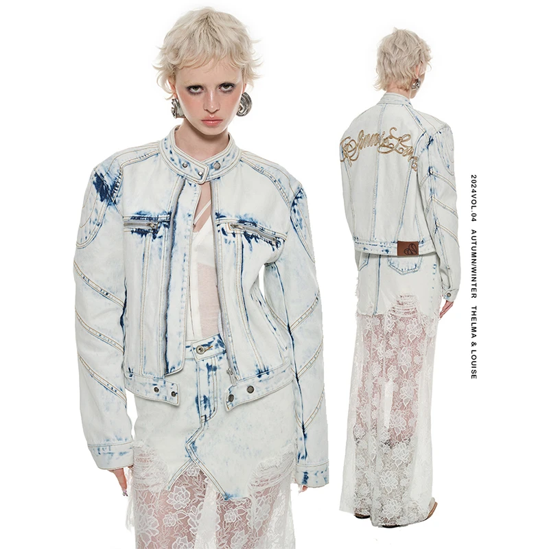 【UUUUP专属】1JINN STUDIO 浅蓝色牛仔机车外套