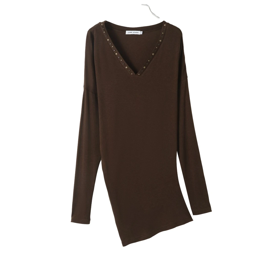 【行了行了】1JINN STUDIO 复古V领铆钉低腰连衣裙