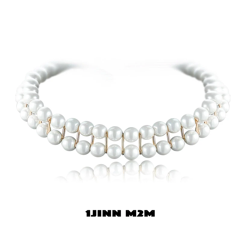 非金属仿珍珠项链 【Angelica娇】1JINN M2M 双层复古可叠戴choker