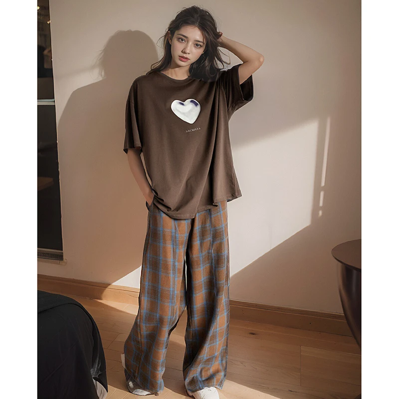 睡衣女夏季女款爆款2025新款纯棉短袖薄款可外穿两件套大码家居服